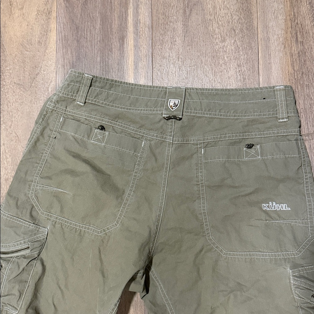 KÜHL Men's Khaki Cargo Shorts Cotton Nylon Flat Front Zipper Pockets Outdoor - Picture 6 of 7